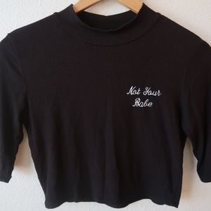 Black Cropped Mock Neck Top